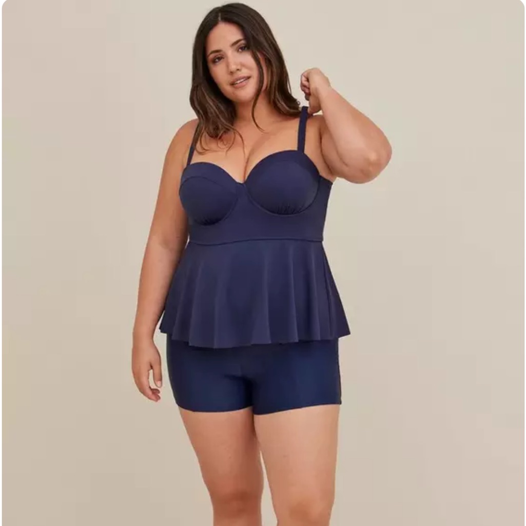 Torrid Peplum Underwire Swim Top Navy Blue Nwt Size 6x Dd/F Mid Coverage